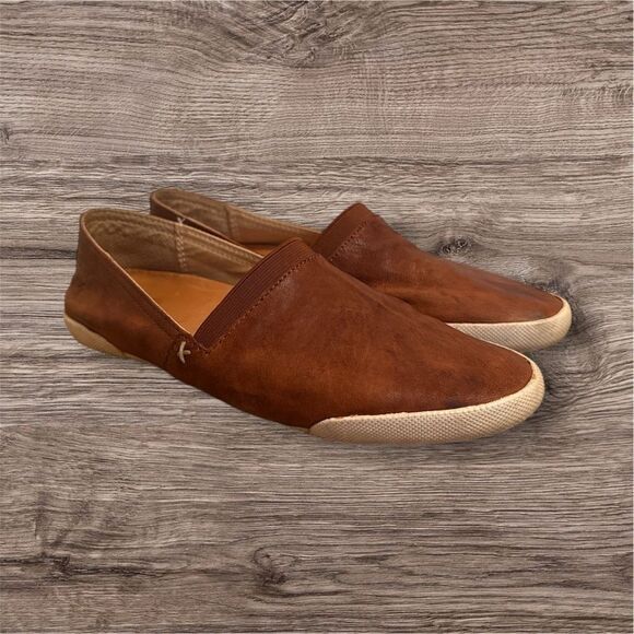 Frye Melanie Brown Leather Slip On Flats - 6.5 M - Good Condition - Picture 1 of 13